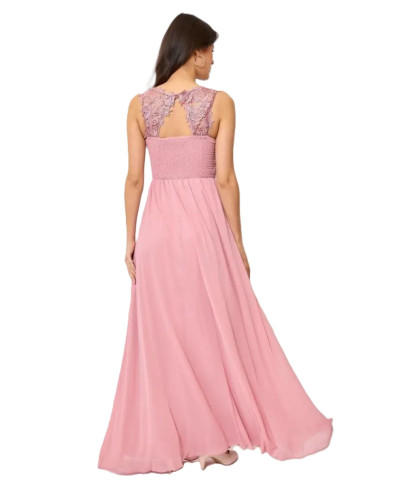 Robe longue de cocktail avec motifs, Vieux Rose