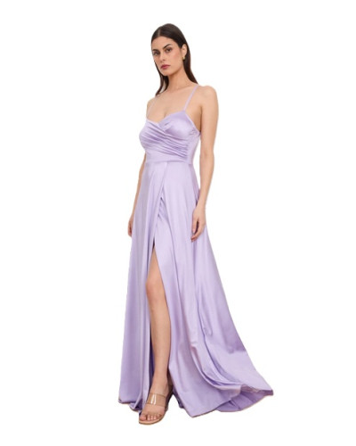 Robe longue de soirée, avec fente, Lilas