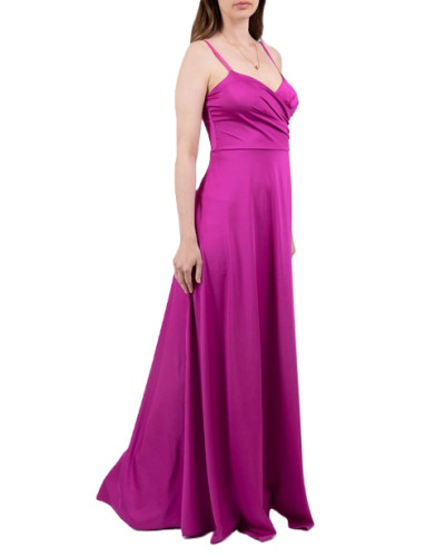 Robe longue de soirée, avec fente, Fuchsia