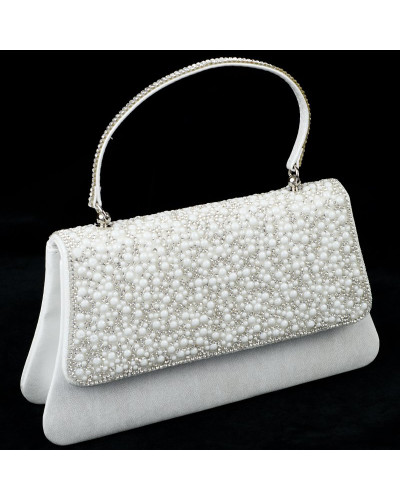 Pochette de soirée, avec perles, Ivoire