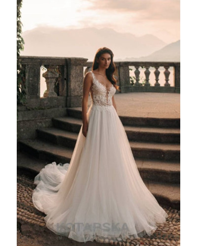 KOTAPSKA - Robe de mariée, avec jupe en mousseline et traîne