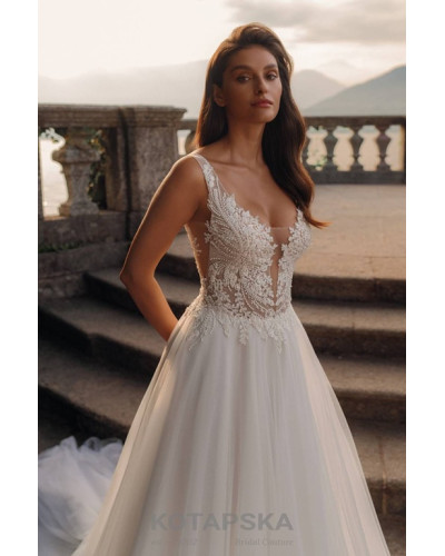 KOTAPSKA - Robe de mariée, avec jupe en mousseline et traîne