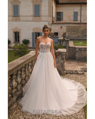 KOTAPSKA - Robe de mariée, avec buste en perles et fleurs 3D