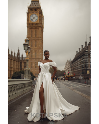 KOTAPSKA - Robe de mariée avec bretelles retombantes en fleurs 3D