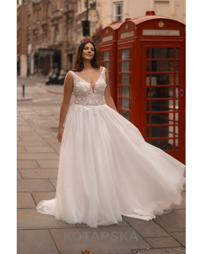 KOTAPSKA - Robe de mariée avec fleurs 3D et perles, pailletée