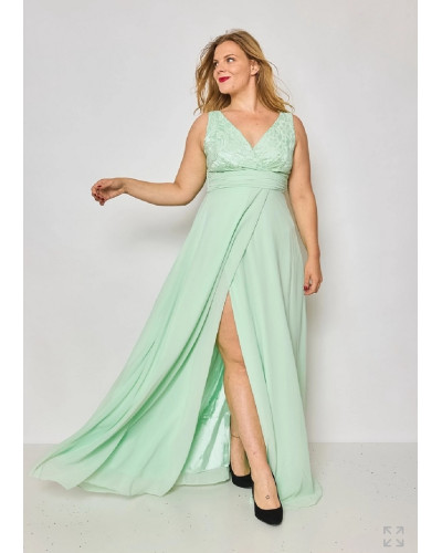 Robe longue de cocktail, avec fente, Vert Clair