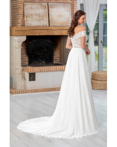 MAXIMS WEDDING - Robe de mariée, fluide en dentelle et mousseline