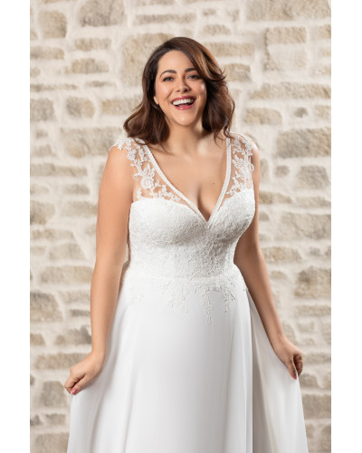 MAXIMS WEDDING - Robe de mariée, fluide en dentelle et mousseline