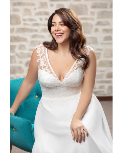 MAXIMS WEDDING - Robe de mariée, fluide en dentelle et mousseline