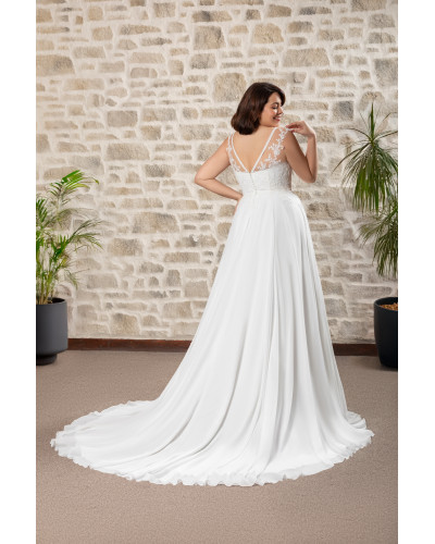 MAXIMS WEDDING - Robe de mariée, fluide en dentelle et mousseline