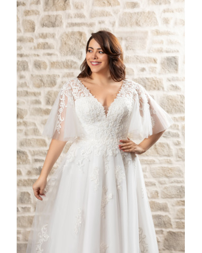 MAXIMS WEDDING - Robe de mariée, fluide en dentelle et mousseline