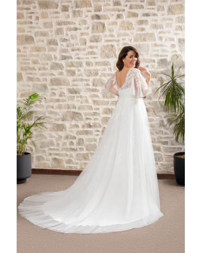 MAXIMS WEDDING - Robe de mariée, fluide en dentelle et mousseline