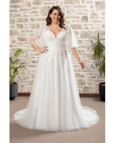 MAXIMS WEDDING - Robe de mariée, fluide en dentelle et mousseline