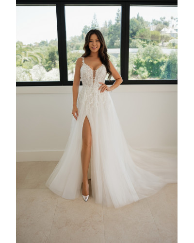 MAXIMS WEDDING - Robe de mariée, en dentelle et tulle pailleté