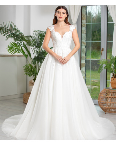 MAXIMS WEDDING - Robe de mariée, en dentelle et tulle pailleté