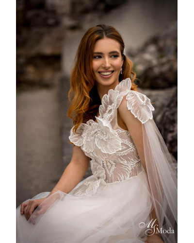 MS MODA - Robe de mariée, avec fleurs en 3D, l'incontournable de Stylatoi