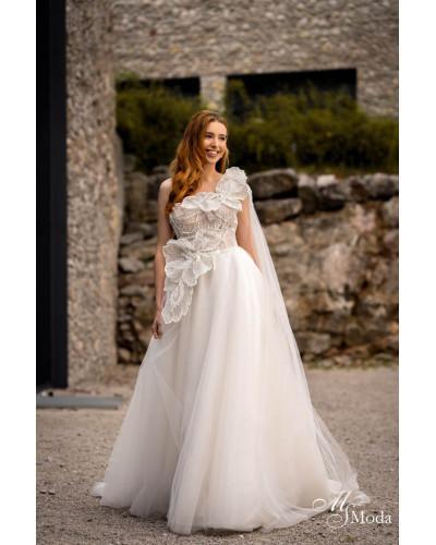 MS MODA - Robe de mariée, avec fleurs en 3D, l'incontournable de Stylatoi