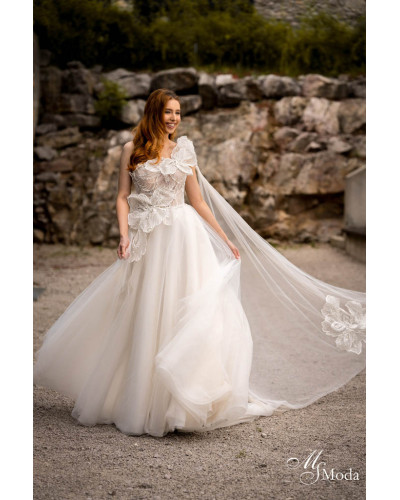 MS MODA - Robe de mariée, avec fleurs en 3D, l'incontournable de Stylatoi