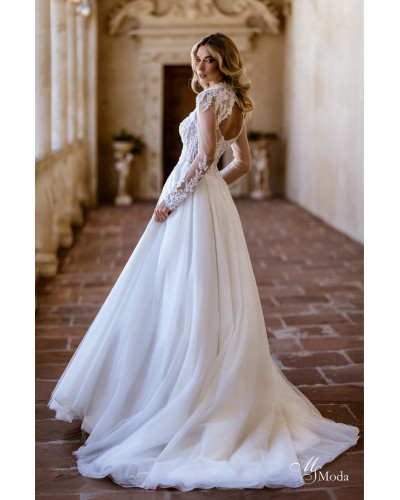 MS MODA - Robe de mariée, avec dentelle et mousseline