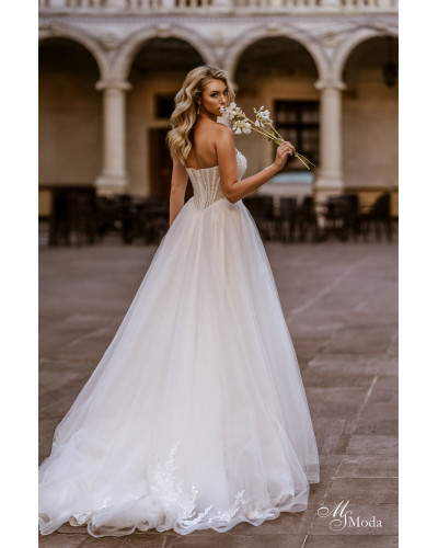 MS MODA - Robe de mariée, bustier, avec perles et strass