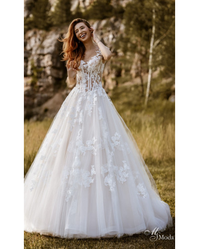 MS MODA - Robe de mariée, princesse, avec dentelle