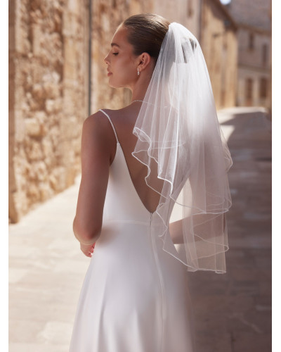 Voile de mariée en tulle pailleté à deux couches, longueur 80/60 cm