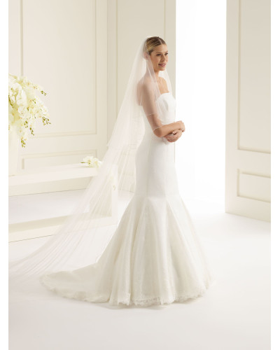 Voile à deux couches avec bordure festonnée, longueur 300 / 90 centimètres