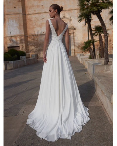 Robe de mariée, avec dentelle sur le buste, Ivoire