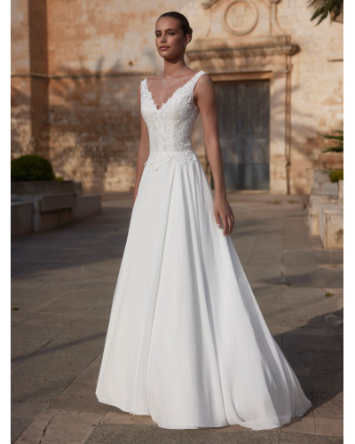 Robe de mariée, avec dentelle sur le buste, Ivoire