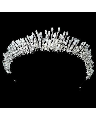 Diadème brillant avec strass, Argenté