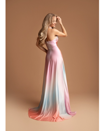 Robe longue de cocktail avec encolure strass, Multicouleur