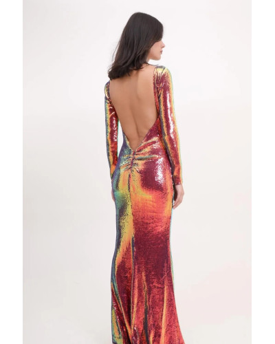 Robe de cocktail, multicouleur, à strass