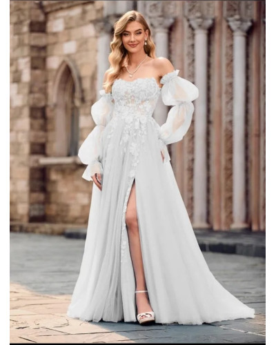 Robe de mariée, bustier, avec manches amovibles