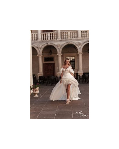 MS MODA - Robe de mariée courte, avec jupe en organza