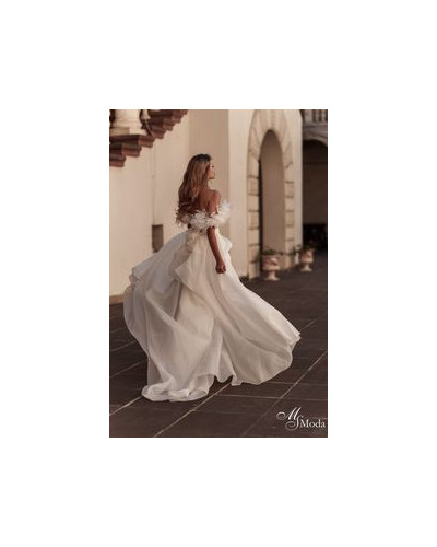 MS MODA - Robe de mariée courte, avec jupe en organza