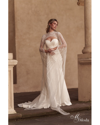 MS MODA - Robe de mariée coupe sirène, en dentelle et strass