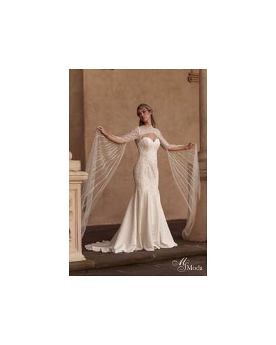 MS MODA - Robe de mariée coupe sirène, en dentelle et strass